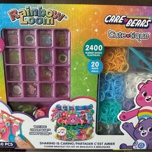 Rainbow Loom Care Bears Charm Bracelet Kit - Pink, Blue, Yellow, White, Purple
